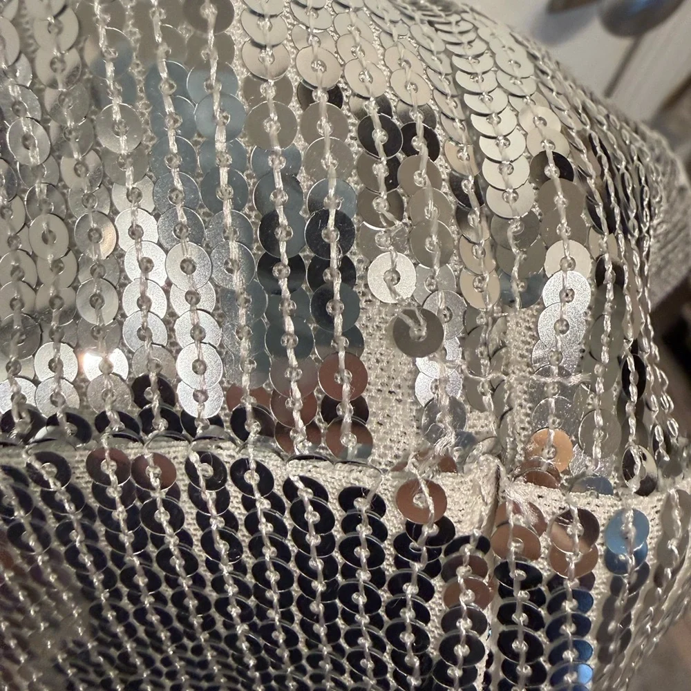 Lulu's Silver Glitter in the Air Silver Sequin Fringe Bodycon Dress - Picture 5 of 5